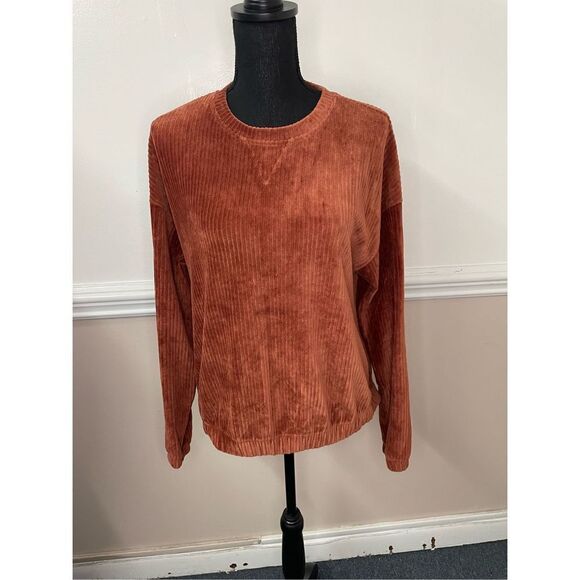 A New Day Burnt Orange Ribbed Long Sleeve Blouse Size Small - Picture 1 of 6